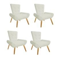 Kit 04 Poltrona Cadeira Decorativa Nani Sala de Estar Recepção Escritório Consultório material sintético Bege - KDAcanto Móveis Kit 04 Poltrona Cadeira Decorativa Nani Sala de Estar Recepção Escritório Consultório material sintético Bege - KDAcanto Móveis