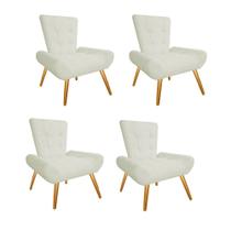 Kit 04 Poltrona Cadeira Decorativa Nani Sala de Estar Recepção Escritório Suede Bege - Damaffê Móveis Kit 04 Poltrona Cadeira Decorativa Nani Sala de Estar Recepção Escritório Suede Bege - Damaffê Móveis