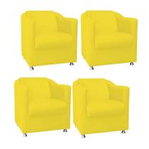 Kit 04 Poltrona Cadeira Decorativa Tilla Para Sala de Estar Recepção Escritório Corinho Amarelo - Damaffê Móveis Kit 04 Poltrona Cadeira Decorativa Tilla Para Sala de Estar Recepção Escritório Corinho Amarelo - Damaffê Móveis