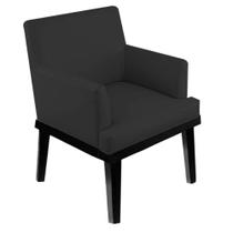 Kit 04 Poltrona Cadeira Decorativa Vitória Pés Madeira Sala de Estar Recepção Escritório Consultório Suede Preto - KDAcanto Móveis