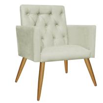 Kit 04 Poltrona Cadeira Nina Captone Decorativa Recepção Sala De Estar Suede Bege - KDAcanto Móveis