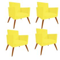 Kit 04 Poltrona Cadeira Nina Com Base Decorativa Recepção Sala De Estar Suede Amarelo - DAMAFFÊ MÓVEIS Kit 04 Poltrona Cadeira Nina Com Base Decorativa Recepção Sala De Estar Suede Amarelo - DAMAFFÊ MÓVEIS