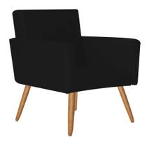 Kit 04 Poltrona Cadeira Nina Decorativa Recepção Sala De Estar Suede Preto - KDAcanto Móveis