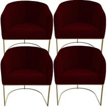 Kit 04 Poltrona Julia com base de ferro Sala de estar Escritório Recepção Clinica Suede Marsala - D'Classe Decor