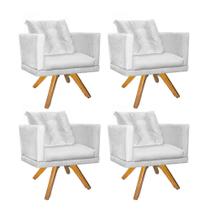 Kit 04 Poltrona Lucia Confort Base Giratória Caramelo Com Almofada Sala Recepção Escritório material sintético Branco - KDAcanto Móveis Kit 04 Poltrona Lucia Confort Base Giratória Caramelo Com Almofada Sala Recepção Escritório material sintético Branco - KDAcanto Móveis