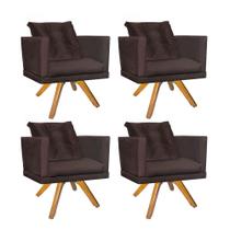 Kit 04 Poltrona Lucia Confort Base Giratória Caramelo Com Almofada Sala Recepção Escritório Suede Marrom - KDAcanto Móveis Kit 04 Poltrona Lucia Confort Base Giratória Caramelo Com Almofada Sala Recepção Escritório Suede Marrom - KDAcanto Móveis