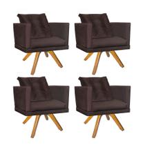 Kit 04 Poltrona Lucia Confort Base Giratória Rústico Com Almofada Sala Recepção Escritório material sintético Marrom - KDAcanto Móveis Kit 04 Poltrona Lucia Confort Base Giratória Rústico Com Almofada Sala Recepção Escritório material sintético Marrom - KDAcanto Móveis