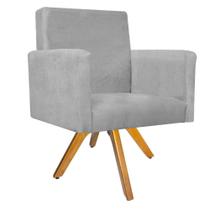 Kit 04 Poltronas Arenzza Base Giratória de Madeira Suede Cinza - KDAcanto Móveis Kit 04 Poltronas Arenzza Base Giratória de Madeira Suede Cinza - KDAcanto Móveis