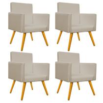 kit 04 Poltronas Arenzza Palito Mel Corano Bege - DAMAFFÊ MÓVEIS