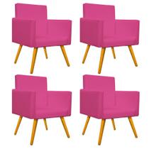 kit 04 Poltronas Arenzza Palito Mel Corano Pink - DAMAFFÊ MÓVEIS