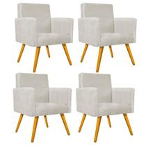 kit 04 Poltronas Arenzza Palito Mel Suede Bege - DAMAFFÊ MÓVEIS