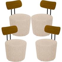 Kit 04 Poltronas Base Fixa Luara M03 Linho Cru Kit 04 Poltronas Base Fixa Luara M03 Linho Cru
