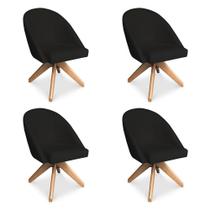 Kit 04 Poltronas Cadeira Giratória Bela Suede Preto Base de Madeira - Pallazio Kit 04 Poltronas Cadeira Giratória Bela Suede Preto Base de Madeira - Pallazio