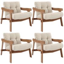 Kit 04 Poltronas Decorativa Fixa Para Sala Living Ikary L02 Canela Linho Palha - Lyam Decor Kit 04 Poltronas Decorativa Fixa Para Sala Living Ikary L02 Canela Linho Palha - Lyam Decor