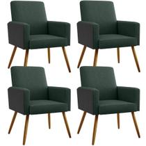Kit 04 Poltronas Decorativa Maria W01 Pés Palito Linho Verde Musgo Material Sintético Preto - Lyam Decor Kit 04 Poltronas Decorativa Maria W01 Pés Palito Linho Verde Musgo Material Sintético Preto - Lyam Decor