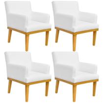 Kit 04 Poltronas Decorativa Para Sala de Estar Base Mel Beatriz W01 Corano Branco - Lyam Decor