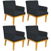 Kit 04 Poltronas Decorativa Para Sala de Estar Base Mel Beatriz W01 Material Sintético Preto - Lyam Decor Kit 04 Poltronas Decorativa Para Sala de Estar Base Mel Beatriz W01 Material Sintético Preto - Lyam Decor
