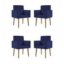 Kit 04 Poltronas Decorativa Recepção Oferta - Balaqui Decor Azul-marinho