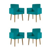 Kit 04 Poltronas Decorativa Recepção Oferta - Balaqui Decor Azul-turquesa