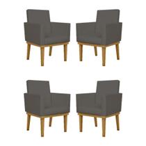 Kit 04 Poltronas Decorativa Reforçada material sintético cinza Kit 04 Poltronas Decorativa Reforçada material sintético cinza