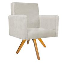 Kit 04 Poltronas Decorativas Arenzza Base Giratória de Madeira Suede Bege - KDAcanto Móveis