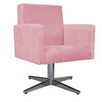 Kit 04 Poltronas Decorativas Arenzza Base Giratória de Metal Suede Rosa Bebê - KDAcanto Móveis