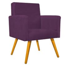 kit 04 Poltronas Decorativas Arenzza Palito Mel Suede Roxo - KDAcanto Móveis