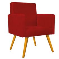 kit 04 Poltronas Decorativas Arenzza Palito Mel Suede Vermelho - KDAcanto Móveis