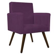 kit 04 Poltronas Decorativas Arenzza Palito Tabaco Suede Roxo - KDAcanto Móveis