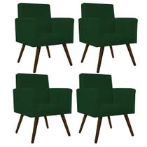 kit 04 Poltronas Decorativas Arenzza Palito Tabaco Suede Verde - DAMAFFÊ MÓVEIS