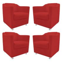 kit 04 Poltronas Decorativas Babel Corano Vermelho - DAMAFFÊ MÓVEIS