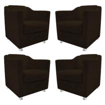 kit 04 Poltronas Decorativas Babel Sala de Estar Recepção Corano Marrom - DAMAFFÊ MÓVEIS