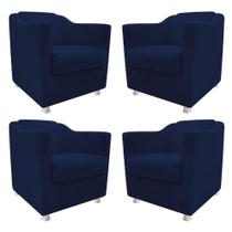 kit 04 Poltronas Decorativas Babel Suede Azul Marinho - DAMAFFÊ MÓVEIS