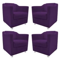 kit 04 Poltronas Decorativas Babel Suede Roxo - DAMAFFÊ MÓVEIS