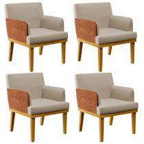 Kit 04 Poltronas Decorativas Base Mel Beatriz W01 Linho Bege material sintético Camel - Lyam Decor Kit 04 Poltronas Decorativas Base Mel Beatriz W01 Linho Bege material sintético Camel - Lyam Decor