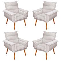 Kit 04 Poltronas Decorativas Modernas Sala e Recepção Monza Pés Palito Veludo Bege - Abmaza Kit 04 Poltronas Decorativas Modernas Sala e Recepção Monza Pés Palito Veludo Bege - Abmaza