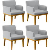Kit 04 Poltronas Decorativas Para Sala De Estar Base Mel Beatriz W01 Linho Cinza - Lyam Decor Kit 04 Poltronas Decorativas Para Sala De Estar Base Mel Beatriz W01 Linho Cinza - Lyam Decor