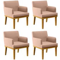 Kit 04 Poltronas Decorativas Para Sala de Estar Beatriz W01 Linho Rosê - Lyam Decor Kit 04 Poltronas Decorativas Para Sala de Estar Beatriz W01 Linho Rosê - Lyam Decor
