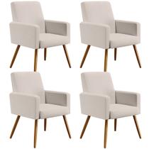 Kit 04 Poltronas Decorativas Para Sala de Estar Maria W01 Linho Cru - Lyam Decor