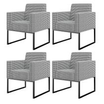 Kit 04 Poltronas Decorativas Sala Base fixa Metal Helô L02 Pied Poule - Lyam Decor