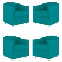 Kit 04 Poltronas Decorativas Sala de Espera Clinica Suede