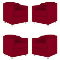 Kit 04 Poltronas Decorativas Sala de Espera Clinica Suede