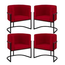 Kit 04 Poltronas Lua Sala Decorativa Base de Ferro Black