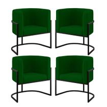 Kit 04 Poltronas Lua Sala Decorativa Base De Ferro Black Verde Kit 04 Poltronas Lua Sala Decorativa Base De Ferro Black Verde