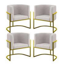 Kit 04 Poltronas Lua Sala Decorativa Base de Ferro Gold