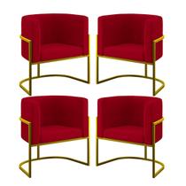 Kit 04 Poltronas Lua Sala Decorativa Base de Ferro Gold