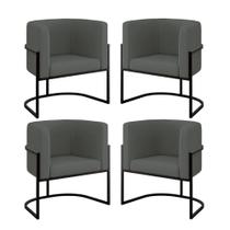 Kit 04 Poltronas Lua Sala Decorativa Base Ferro Black Veludo Kit 04 Poltronas Lua Sala Decorativa Base Ferro Black Veludo