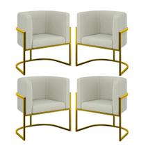 Kit 04 Poltronas Lua Sala Decorativa Base Ferro Gold Bouclê