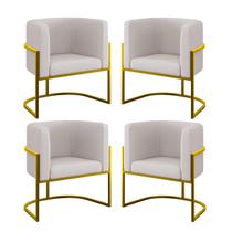 Kit 04 Poltronas Lua Sala Decorativa Base Ferro Gold Veludo