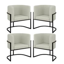 Kit 04 Poltronas Lua Sala Decorativa Base Ferro Preto Bouclê Kit 04 Poltronas Lua Sala Decorativa Base Ferro Preto Bouclê